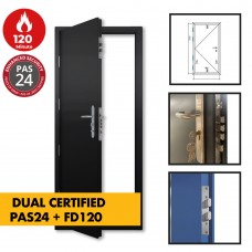 Dual Certified PAS 24 Fire Rated FD120 Steel Door - 14-Point/Multi Point Locking - FD30/FD60/FD120 Ultra Heavy Duty External  Industrial Grade Exterior Outdoor Security Door